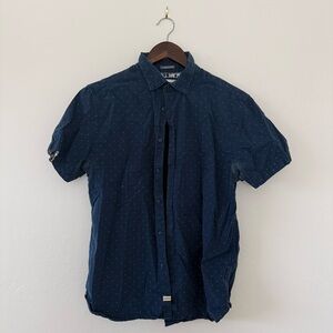 Denim & Flower Ricky Singh Navy Polka Dot Short Sleeve Shirt - Size Medium